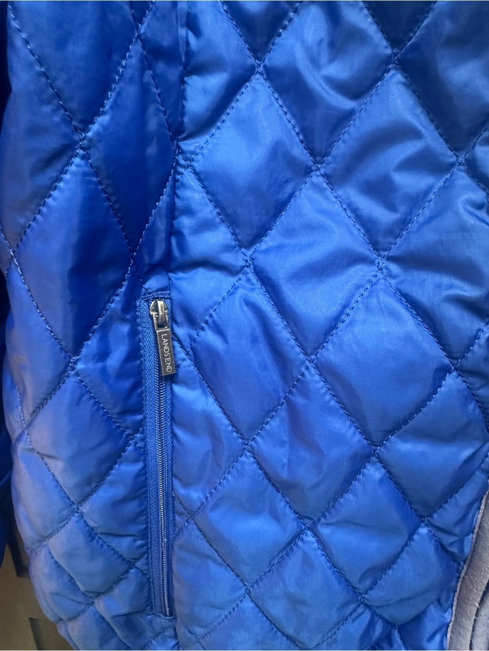 Lands' End Women's Quilted Jacket - Blue size M - Picture 3 of 4